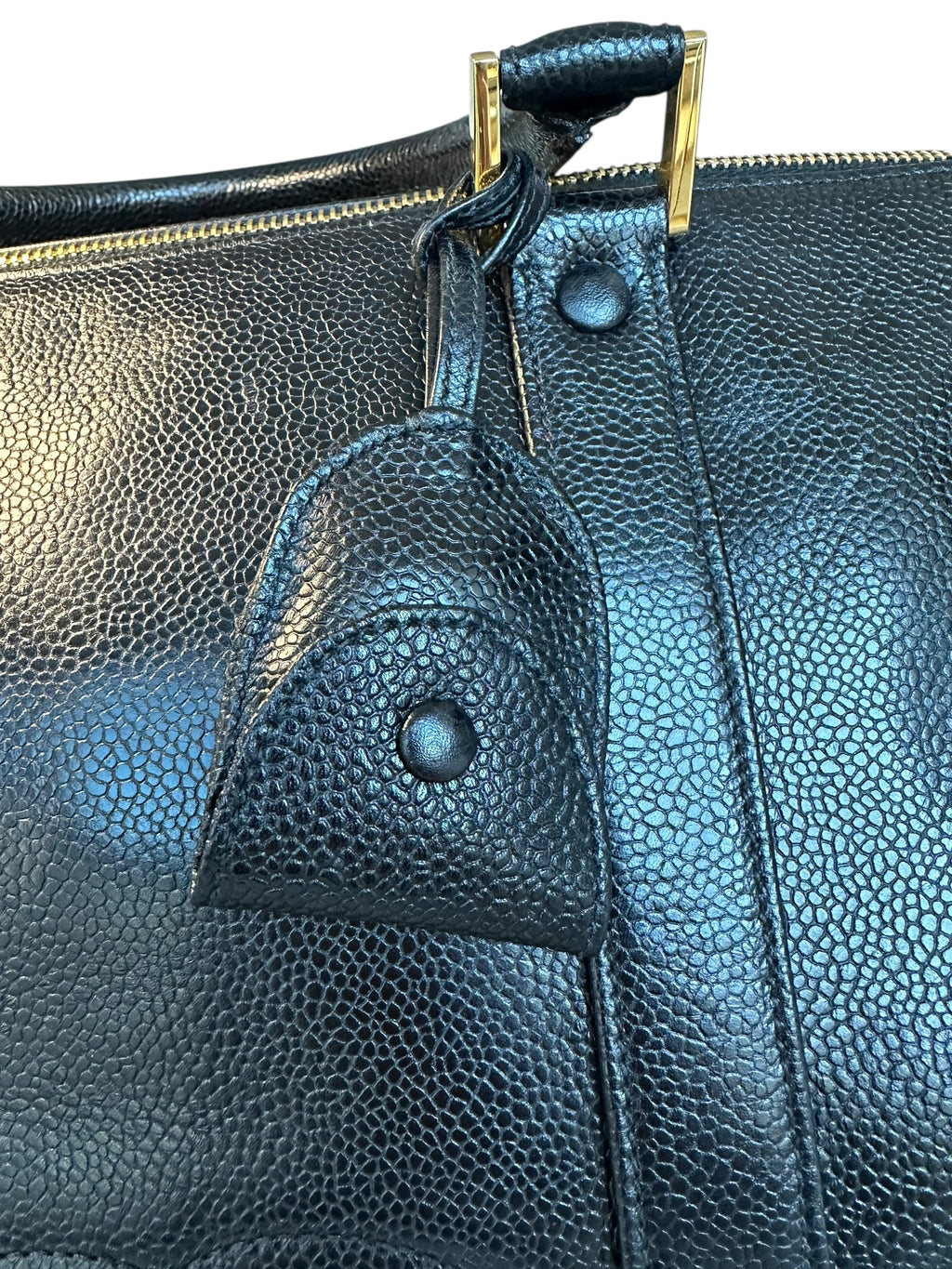 Chanel 1991-1994 Vintage Coco Mark Mini Boston Bag Caviar Skin - Black, GHW