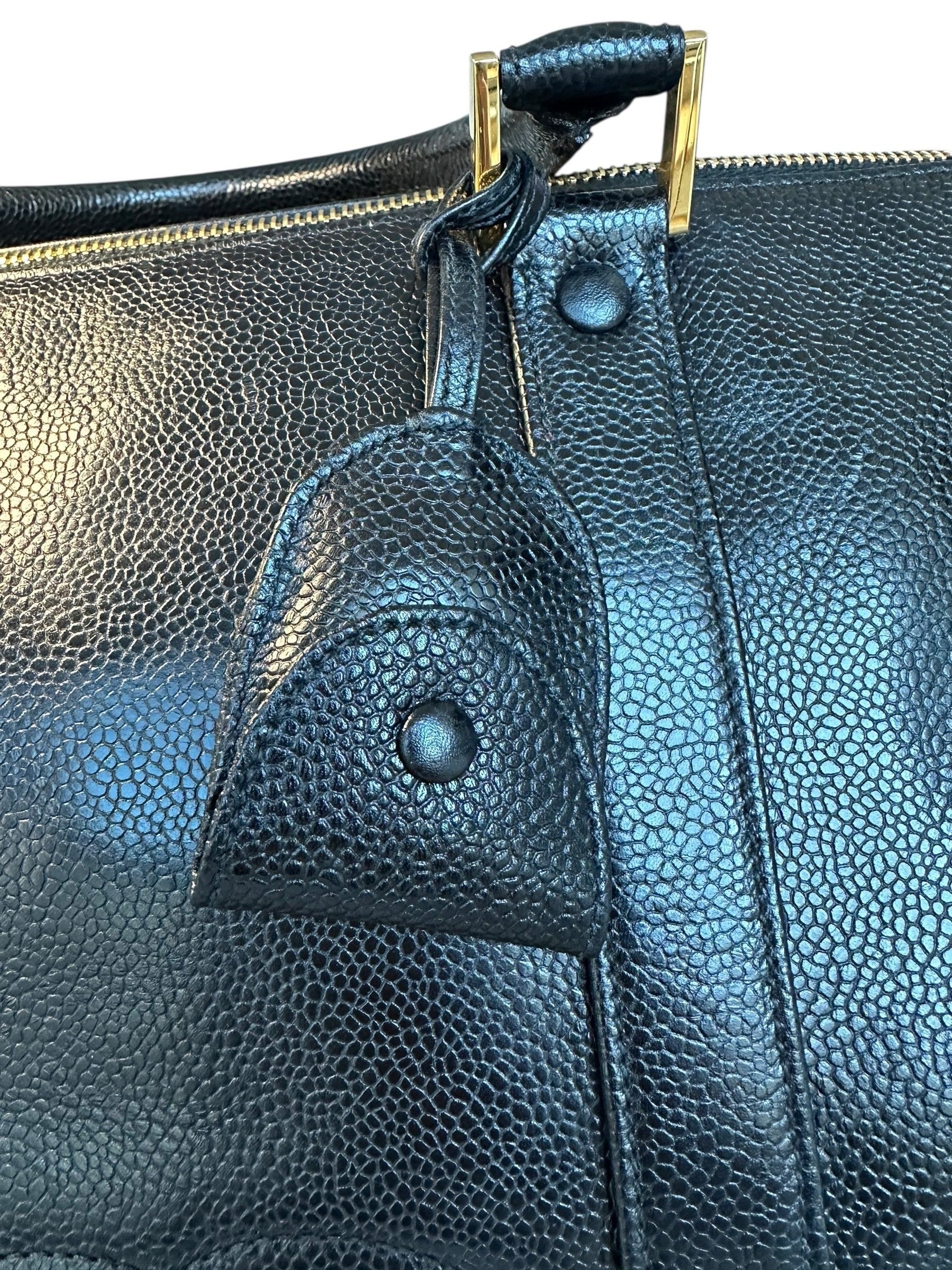 Chanel 1991-1994 Vintage Coco Mark Mini Boston Bag Caviar Skin - Black, GHW