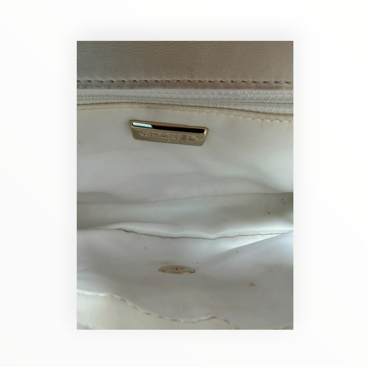 Chanel Sequin Single Flap in Ivory White with Champagne GHW