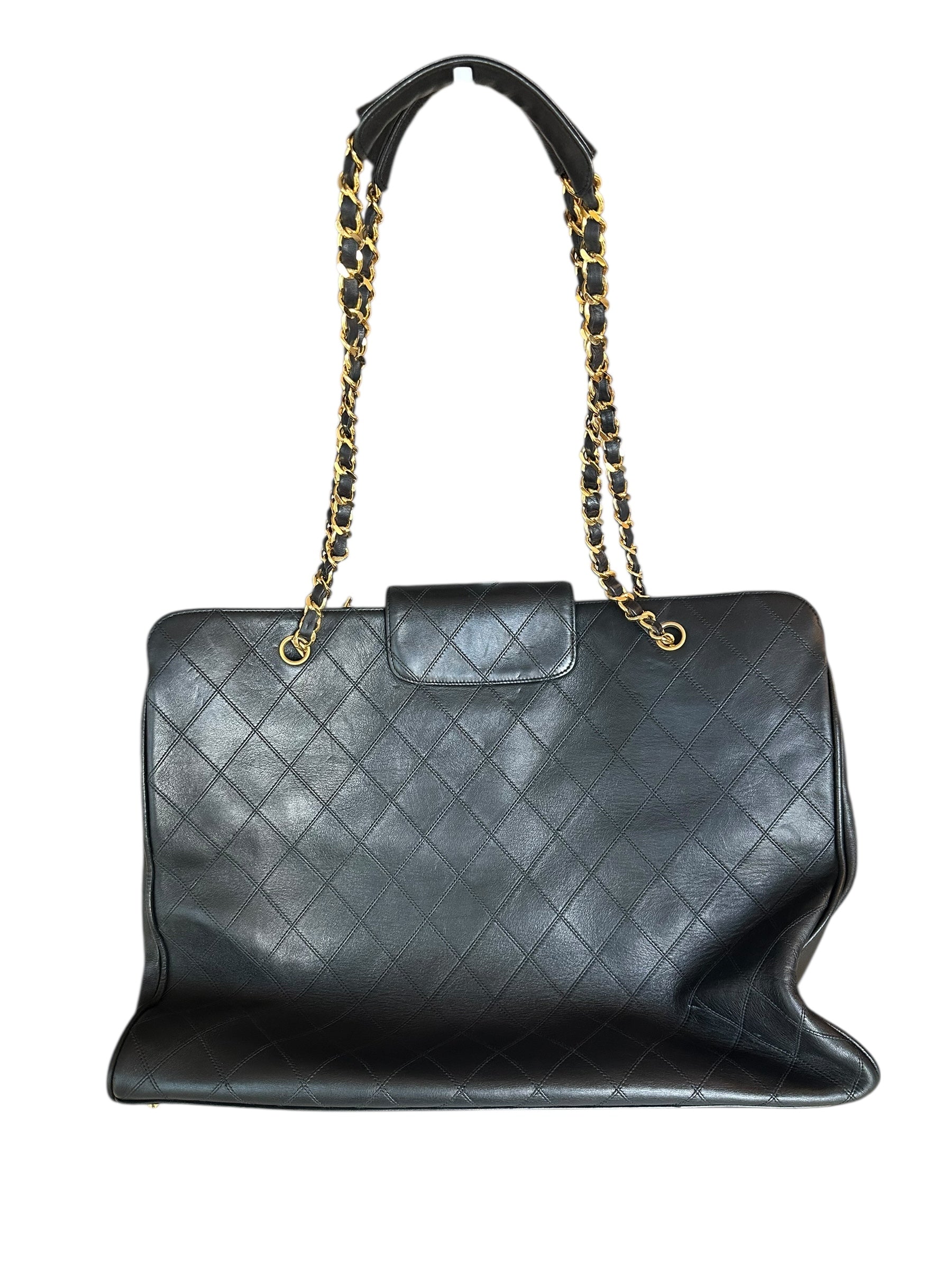 Chanel 1996-1997 Vintage Quilted Supermodel XL Tote - Black, GHW