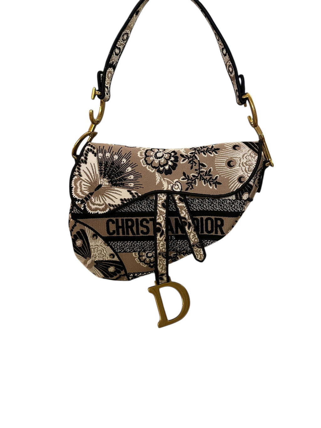 Dior Jardin Magique Saddle Bag in Embroidered Canvas - Beige, GHW