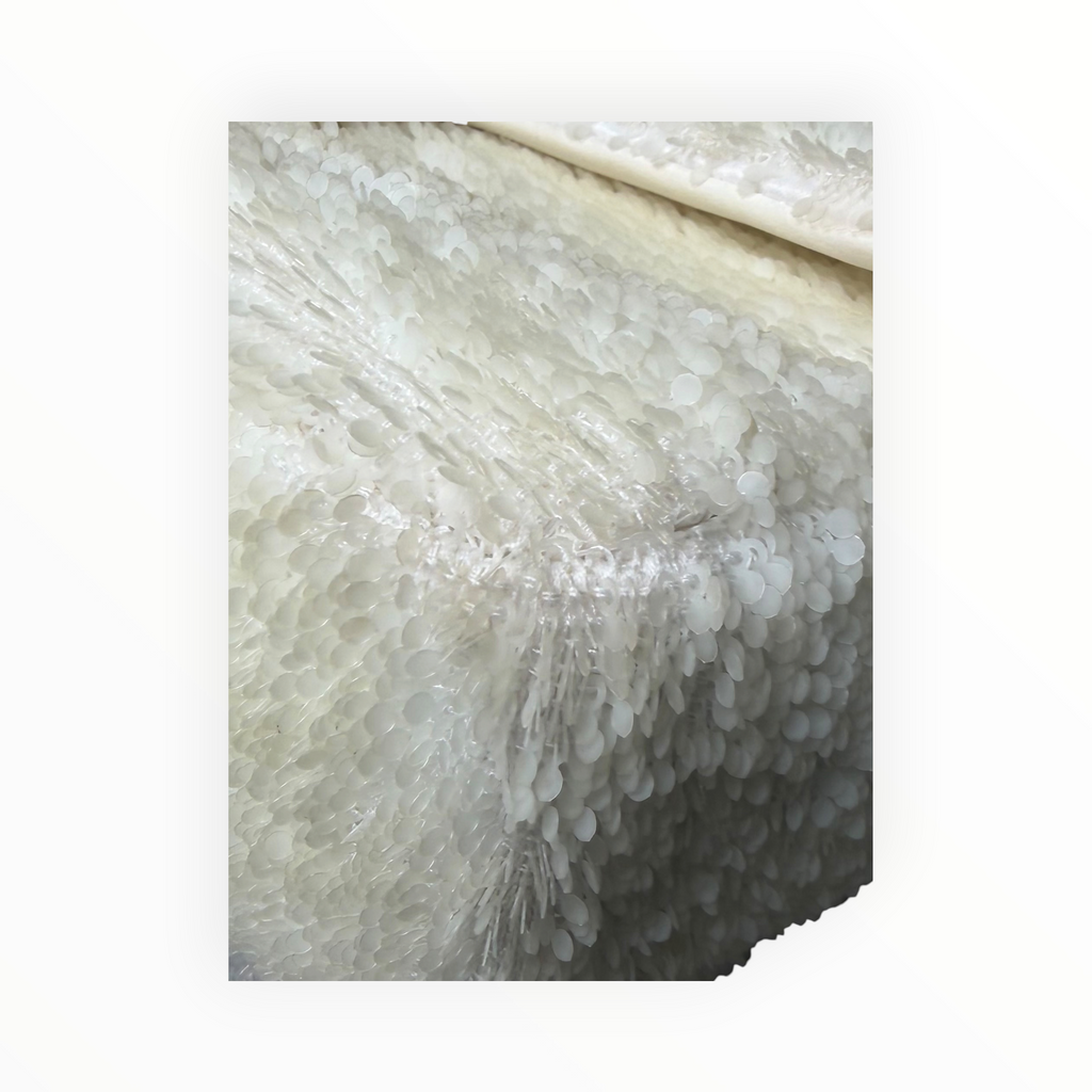 Chanel Sequin Single Flap in Ivory White with Champagne GHW