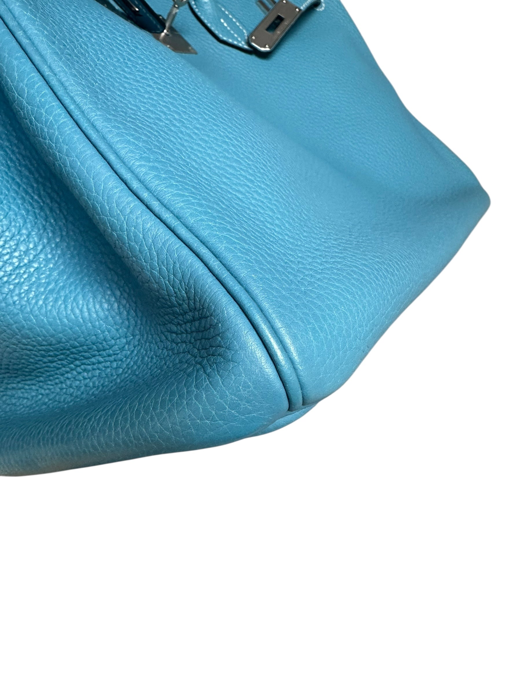 Hermes Birkin 35 Blue Jean Taurillon Clemence Leather, Palladium