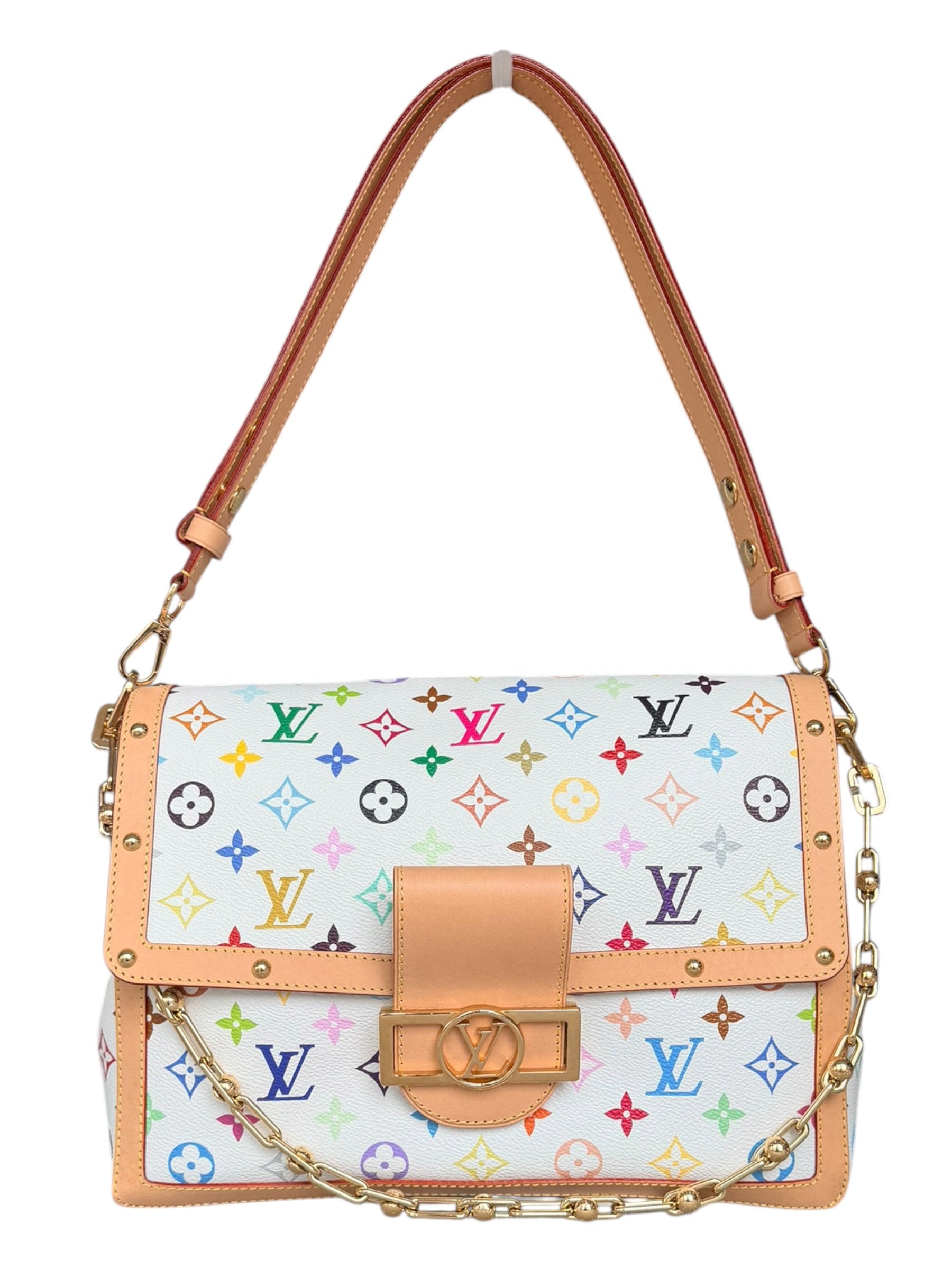 Louis Vuitton x Takashi Murakami Dauphine Soft GM in White Multicolor Monogram