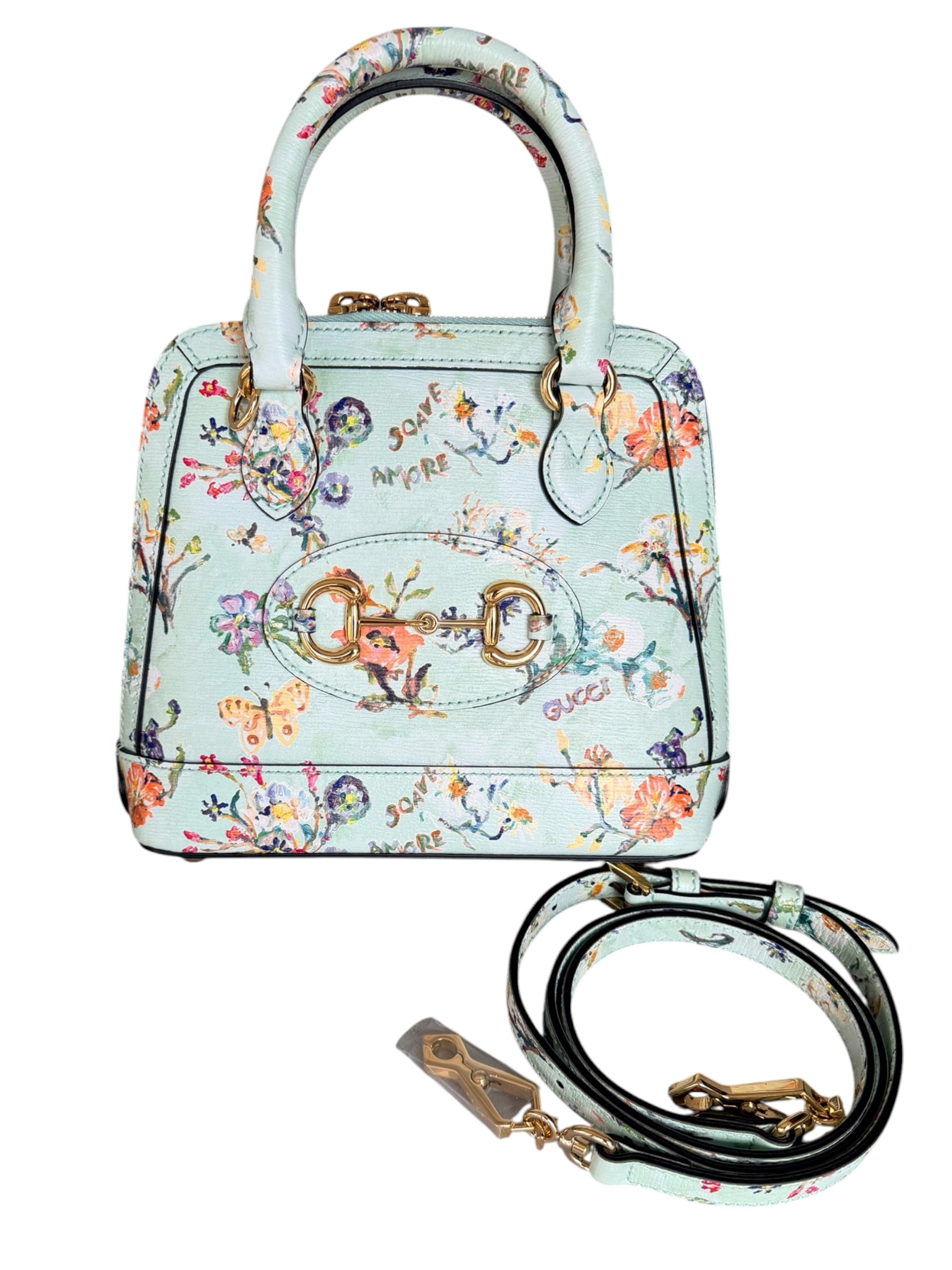 Gucci Soave Amore Limited Edition Horsebit Floral Leather Satchel - Micro Run