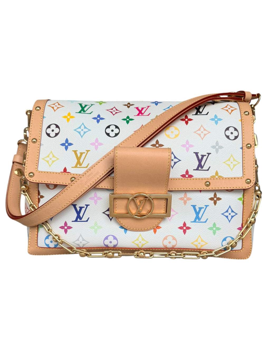 Louis Vuitton x Takashi Murakami Dauphine Soft GM in White Multicolor Monogram