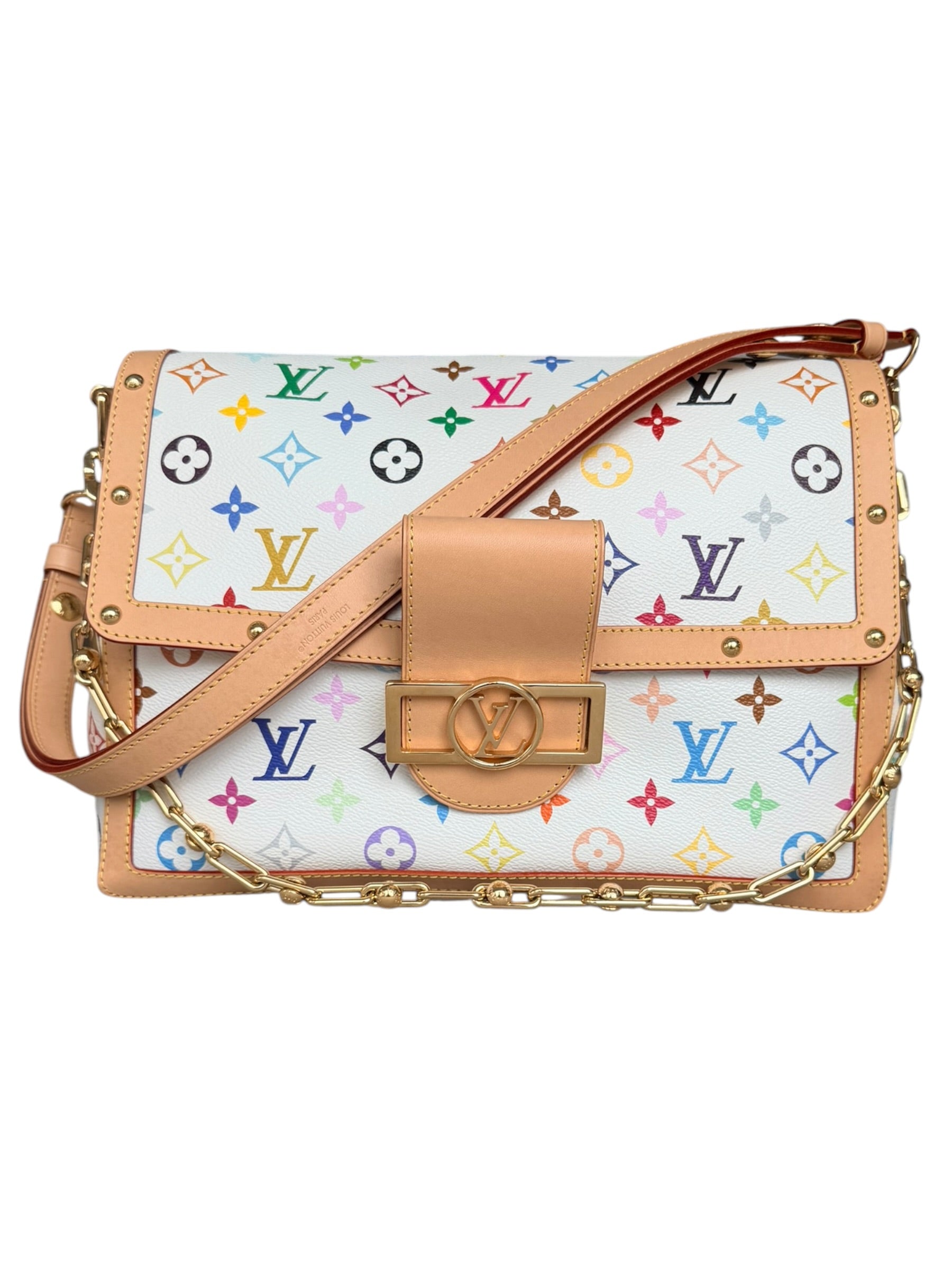 Louis Vuitton x Takashi Murakami Dauphine Soft GM in White Multicolor Monogram
