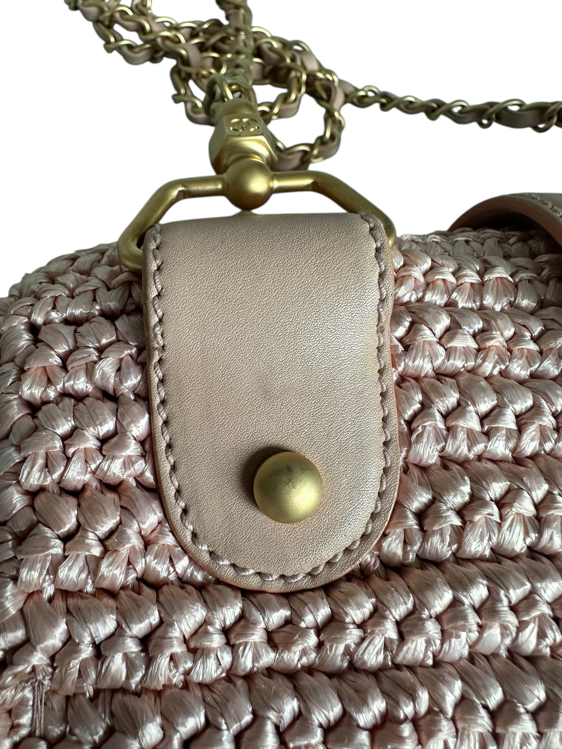 Chanel Vintage 2005-2006 Raffia Half Moon Crossbody - Pink, GHW
