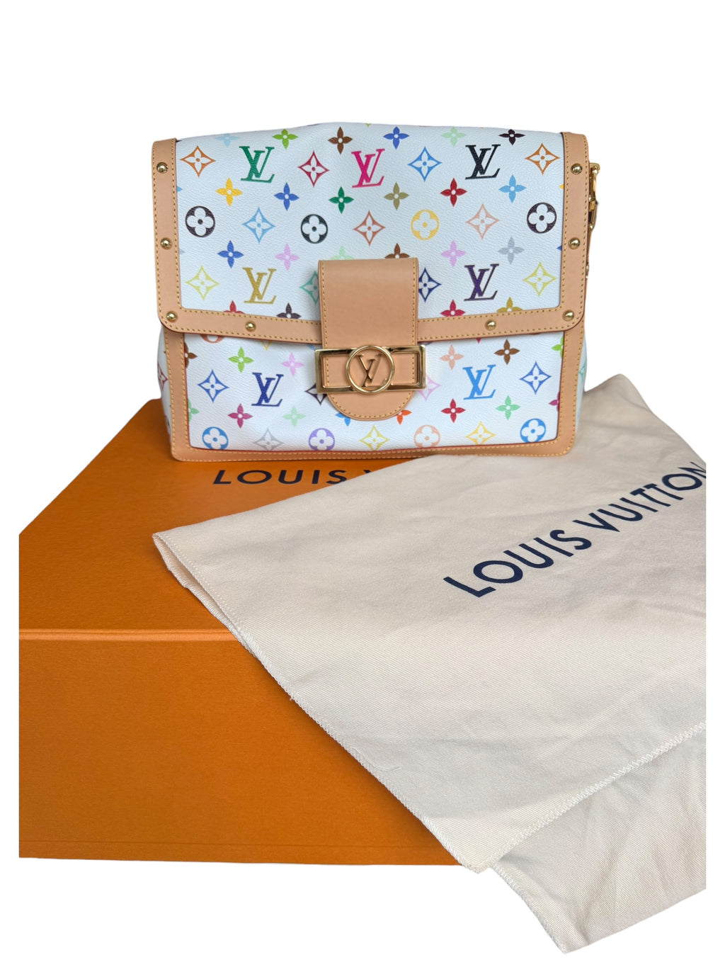 Louis Vuitton x Takashi Murakami Dauphine Soft GM in White Multicolor Monogram