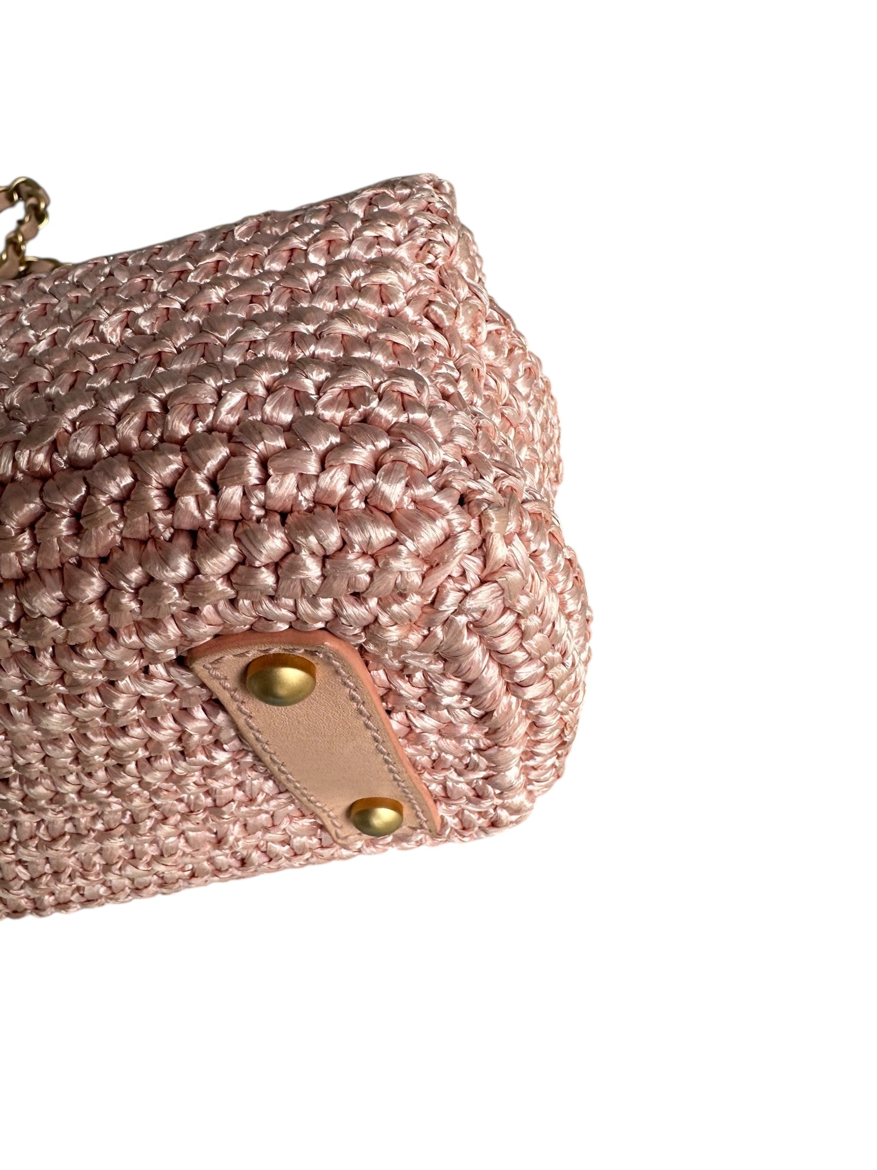 Chanel Vintage 2005-2006 Raffia Half Moon Crossbody - Pink, GHW