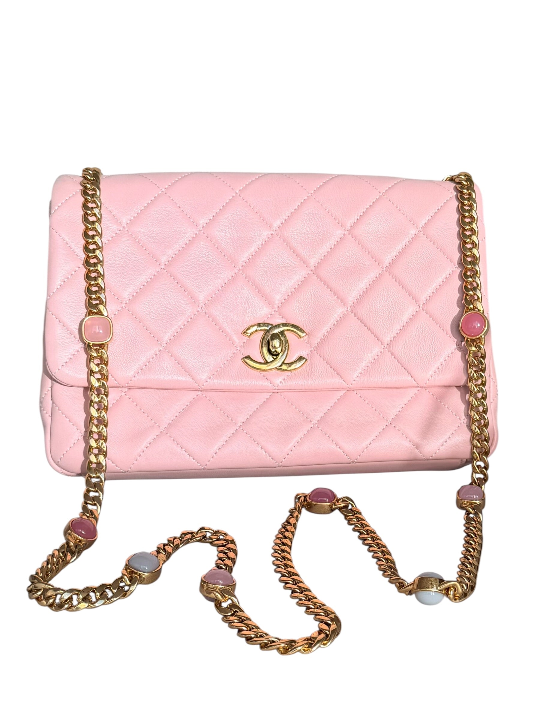 Chanel Small Classic Flap with Fantasy Stone Chain - Pink, GHW