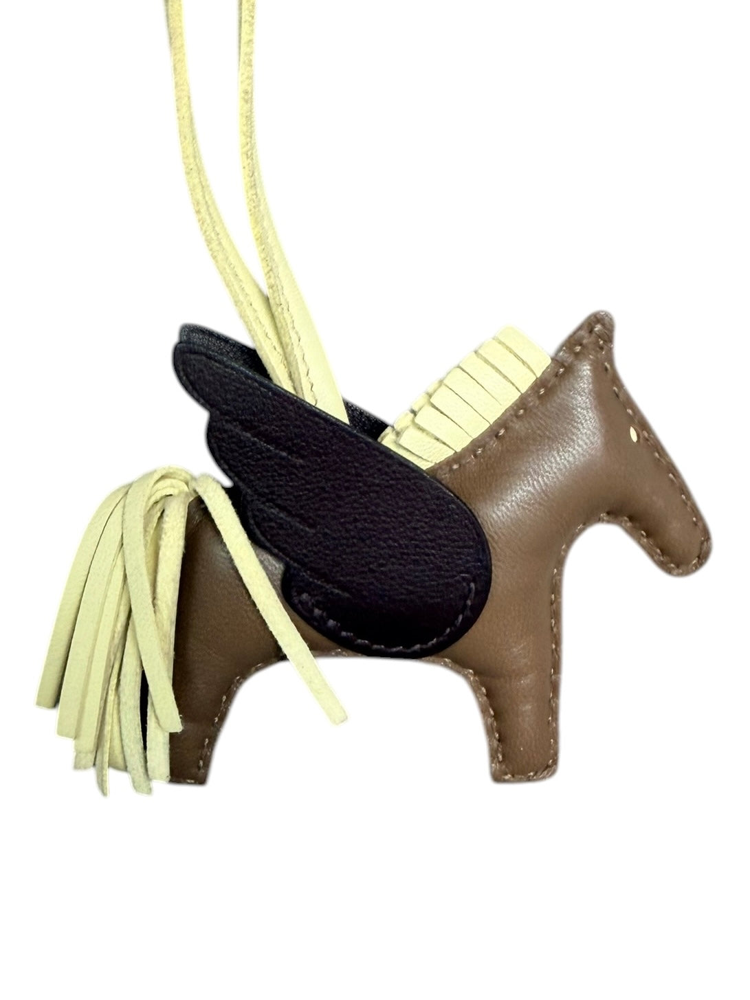 Hermès Rodeo Pegasus PM Charm in Agneau & Veau Swift – Etoupe / Jaune / Rouge Milton