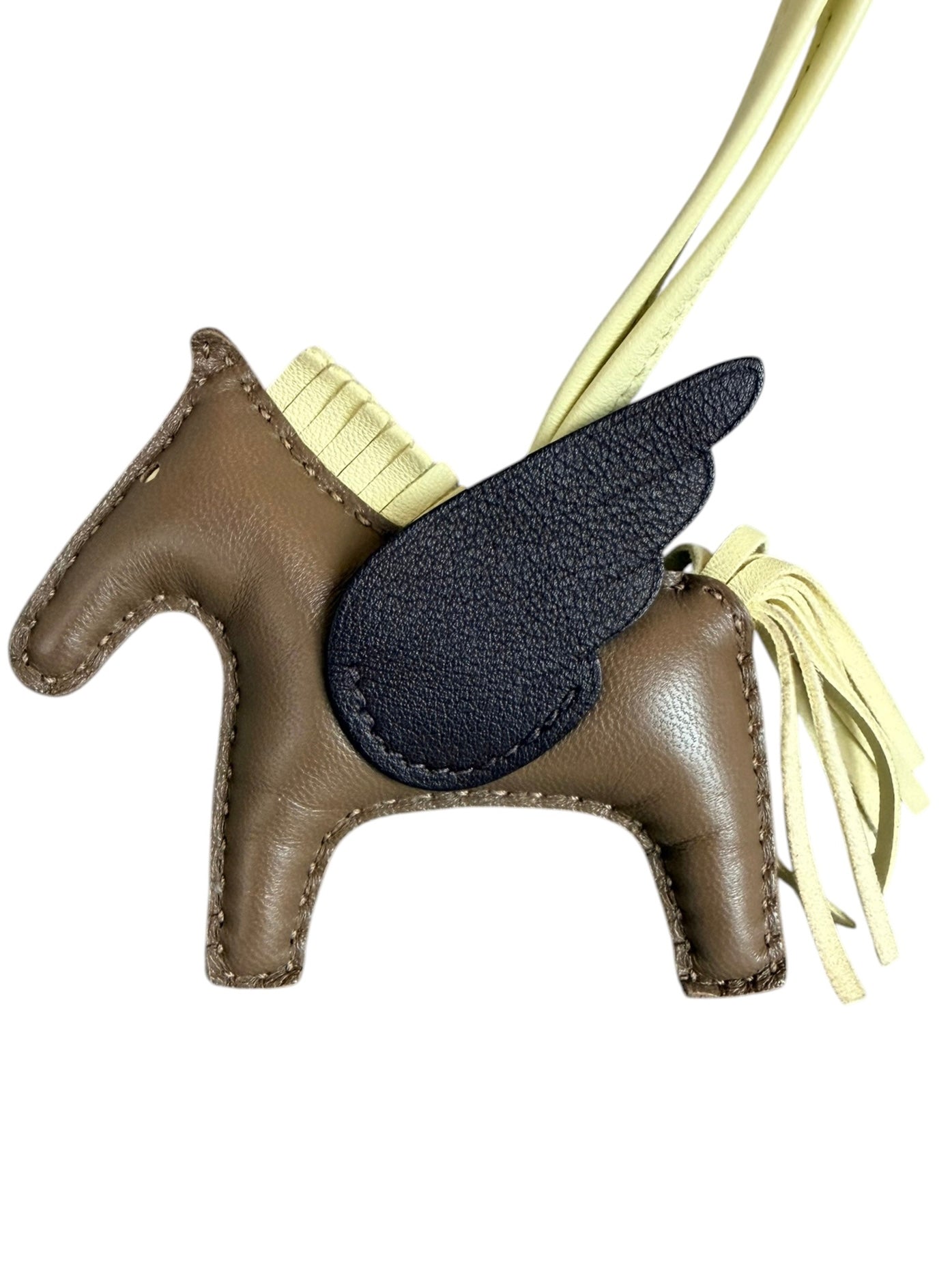Hermès Rodeo Pegasus PM Charm in Agneau & Veau Swift – Etoupe / Jaune / Rouge Milton
