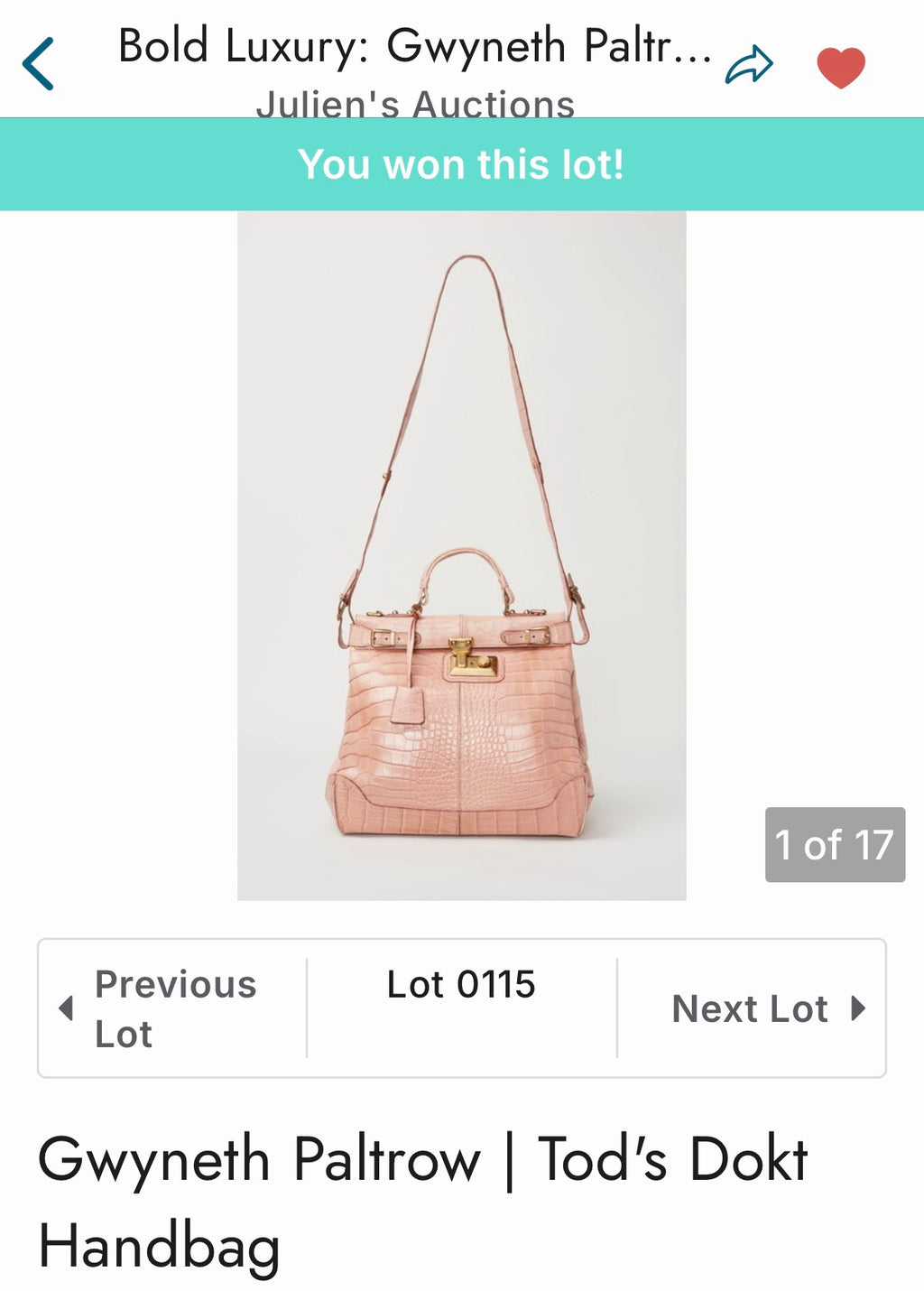 Gwyneth Paltrow’s Tod’s Dokt Bag in Blush Pink Alligator Leather GHW
