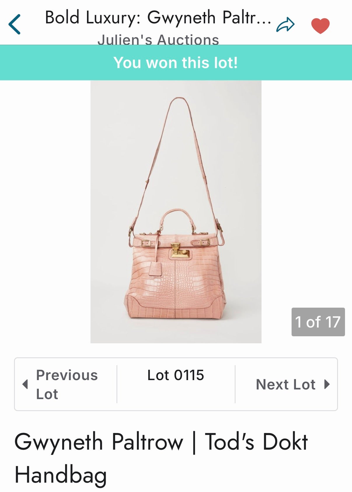 Gwyneth Paltrow’s Tod’s Dokt Bag in Blush Pink Alligator Leather GHW