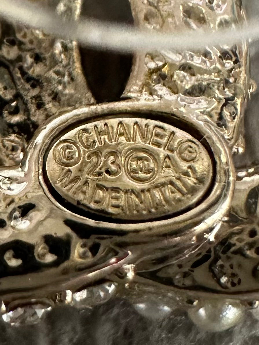 Chanel Crystal and Pearl CC Earrings - Gold Tone