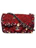 Chanel Mini Flap Tweed Braided Trim with Charms - Red, SHW