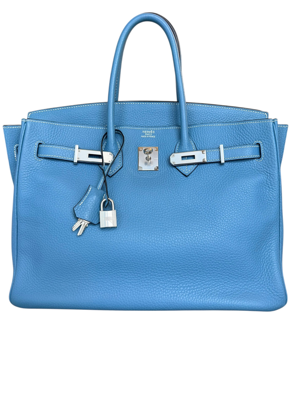 Hermes Birkin 35 Taurillon Clemence Leather - Blue Jean, PHW