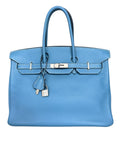 Hermes Birkin 35 Taurillon Clemence Leather - Blue Jean, PHW