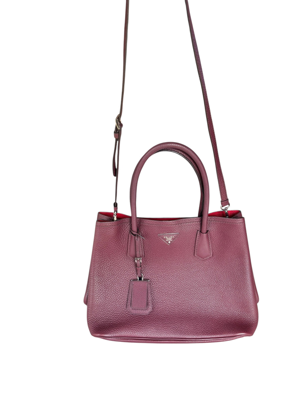 Prada Cuir Double Tote Bag Vitella Daino Leather - Bordeaux