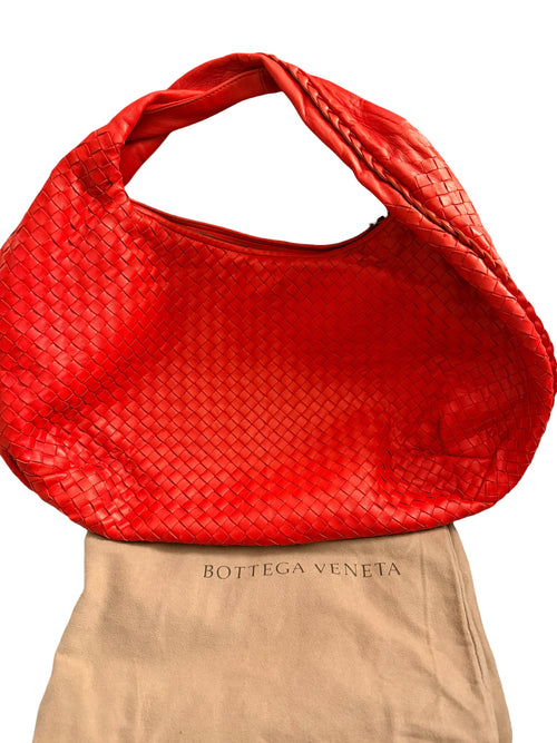 Bottega Veneta Intrecciato Nappa Maxi Belly Hobo Bag in Flame Red