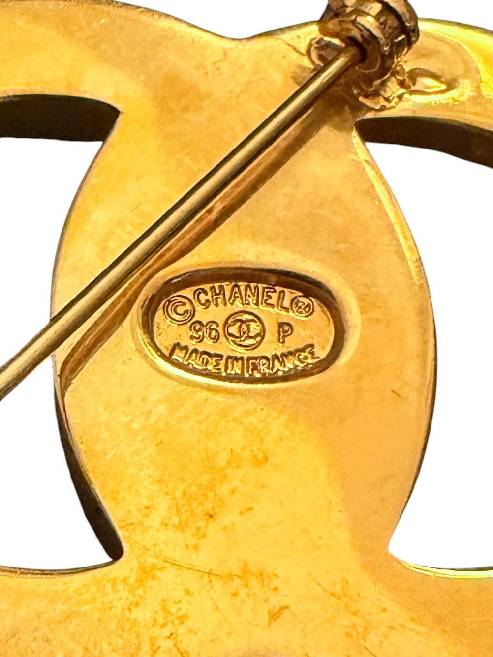 Chanel 96P Coco Mark CC Turnlock Brooch 24k Gold Plated