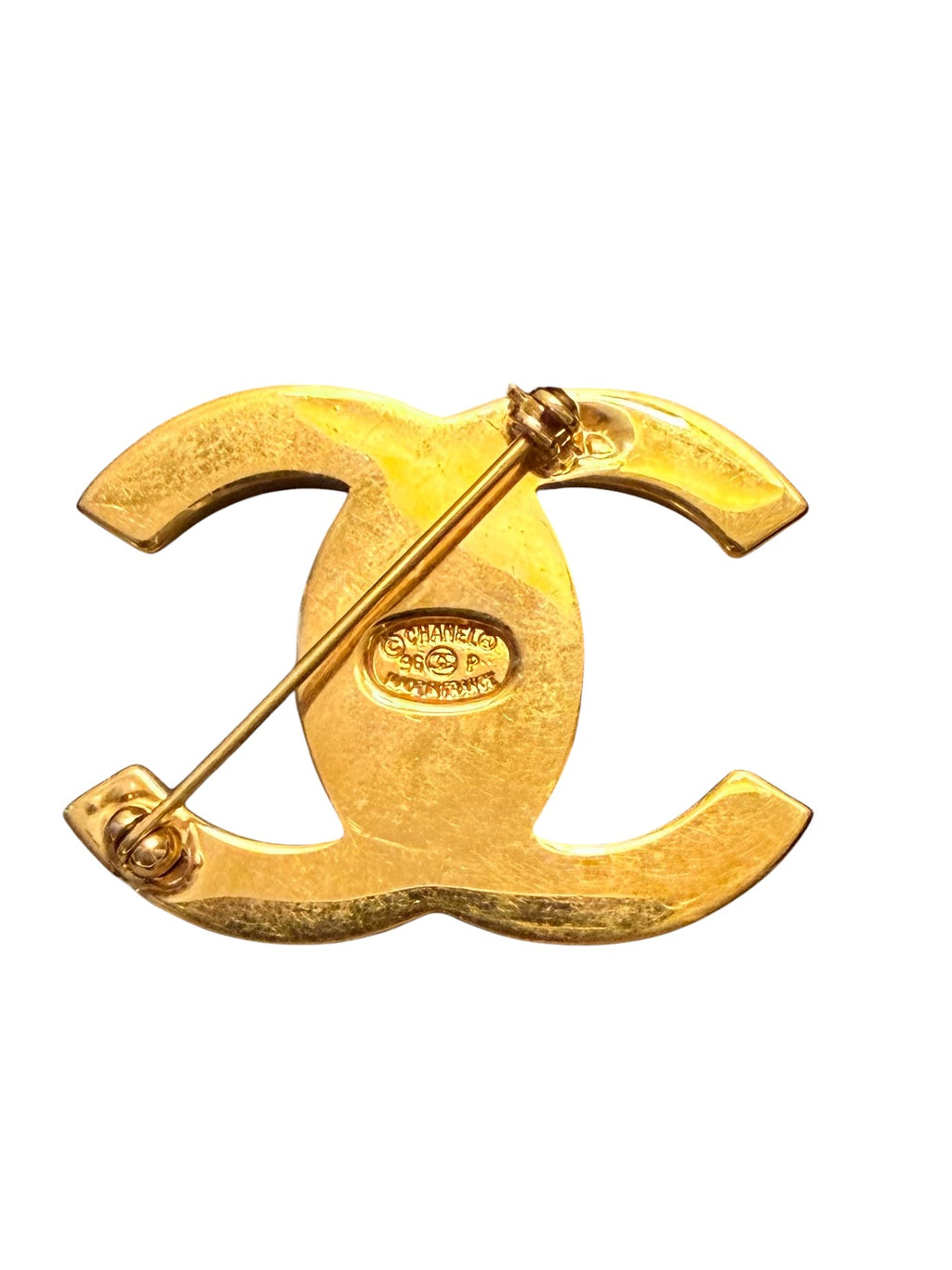 Chanel 96P Coco Mark CC Turnlock Brooch 24k Gold Plated