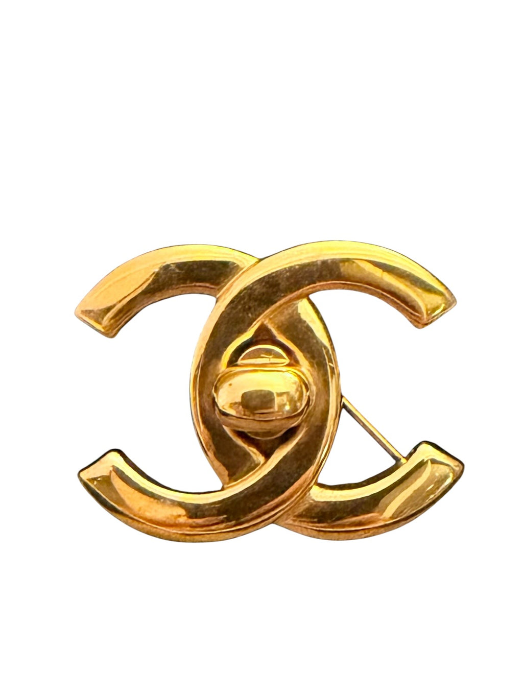 Chanel 96P Coco Mark CC Turnlock Brooch 24k Gold Plated