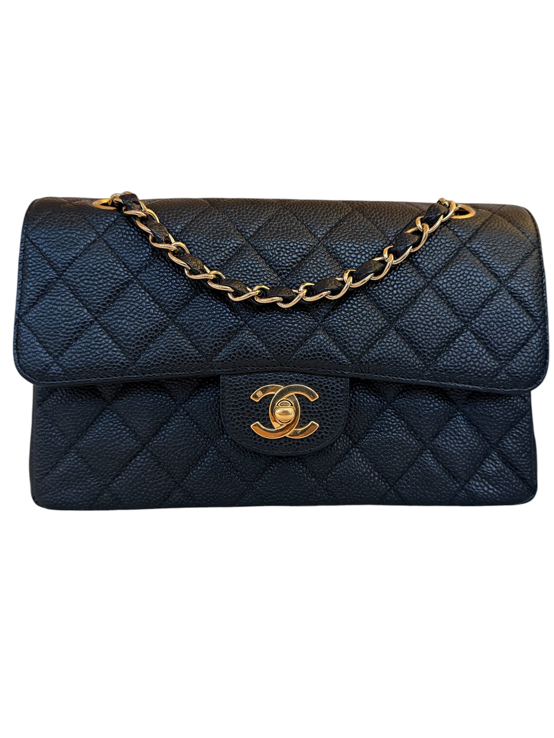 Chanel Small Double Flap in Black Caviar Leather GHW