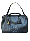 Chanel 1991-1994 Vintage Coco Mark Mini Boston Bag Caviar Skin - Black, GHW