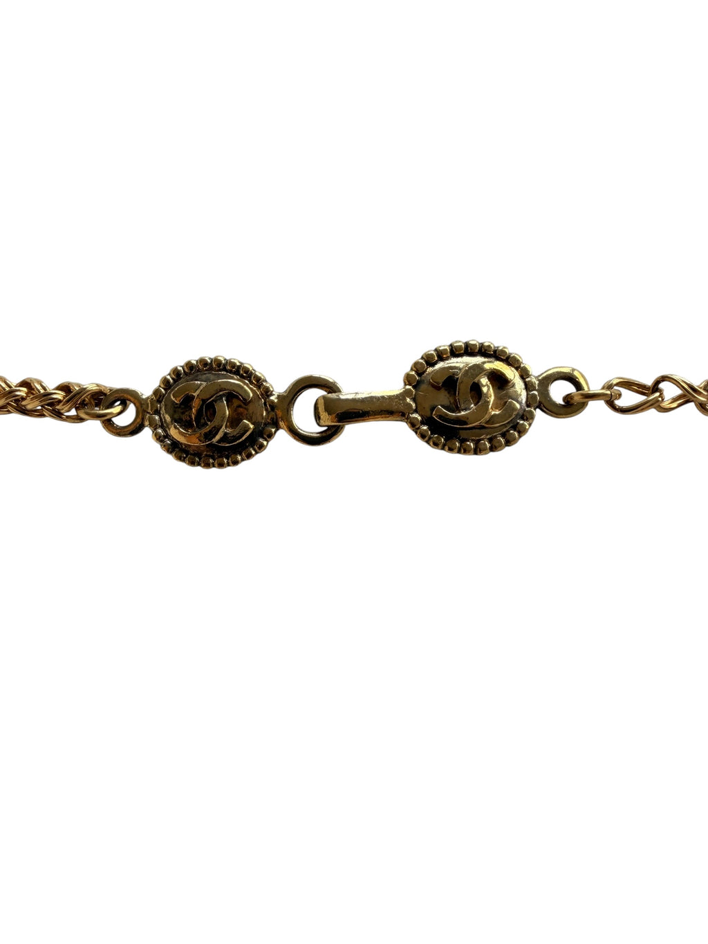 Chanel Vintage 90s Red Gripoix Teardrop Necklace in 24k Gold Metal