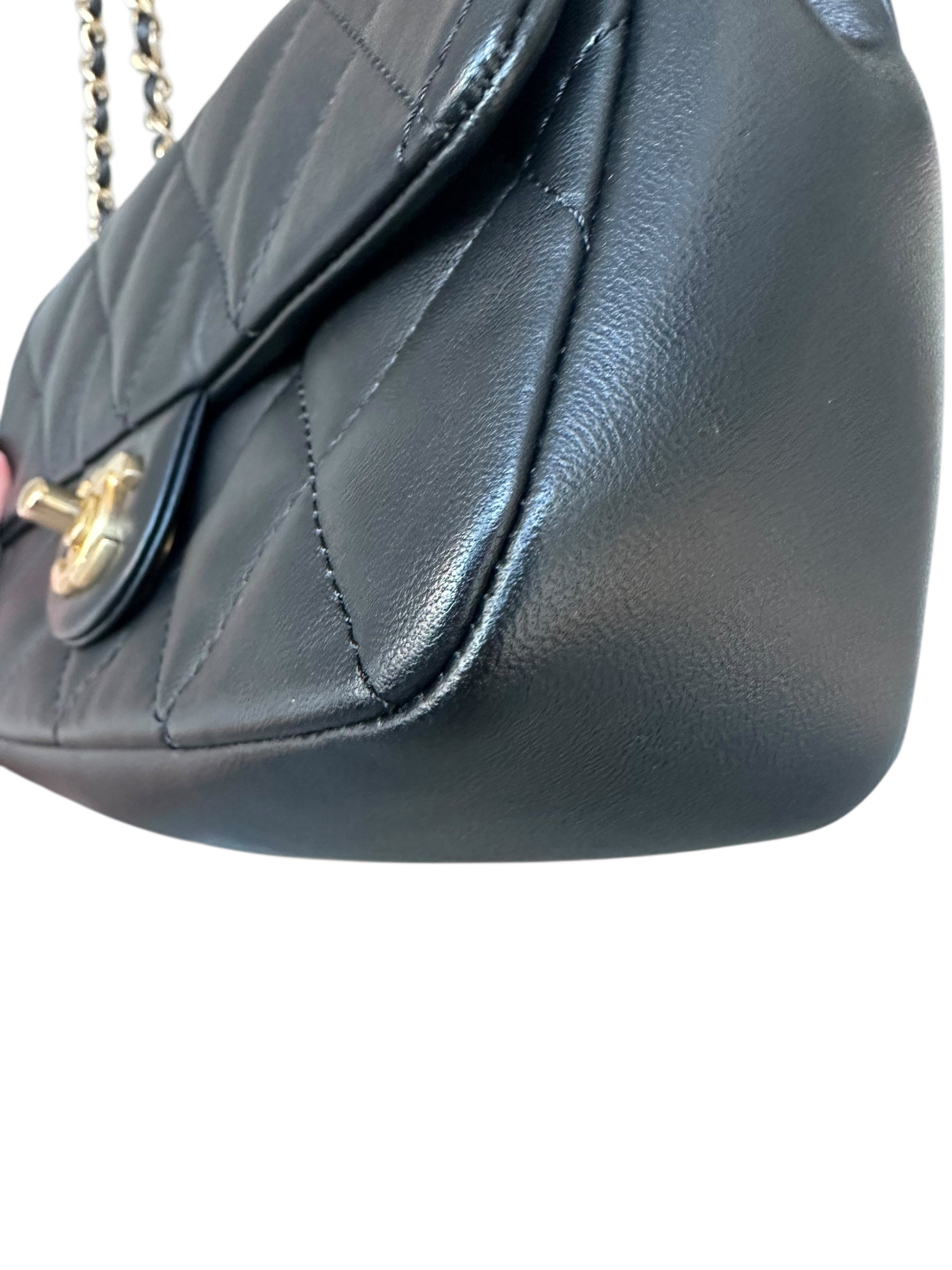 Chanel Heart Charms Matelasse Lambskin Mini Flap Bag - Black, GHW