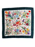Gucci Silk Flora Scarf with Dark Green Border