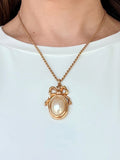 Dior Vintage 1980s Faux Pearl Medallion Bow Pendant