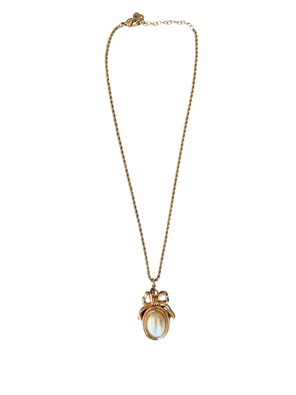 Dior Vintage 1980s Faux Pearl Medallion Bow Pendant