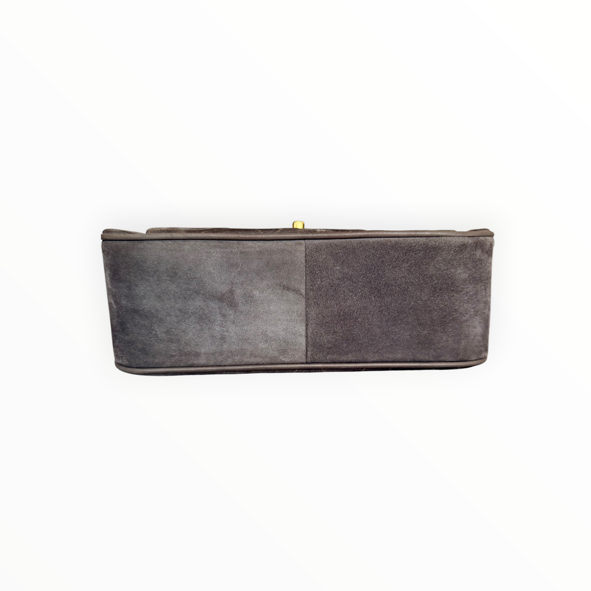 Chanel Vintage Half Moon Pleated Matelasse Bag in Gray Velour with Bijoux Chain