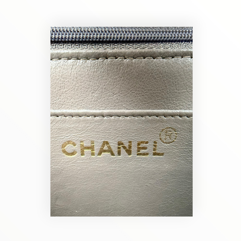 Chanel Vintage Half Moon Pleated Matelasse Bag in Gray Velour with Bijoux Chain
