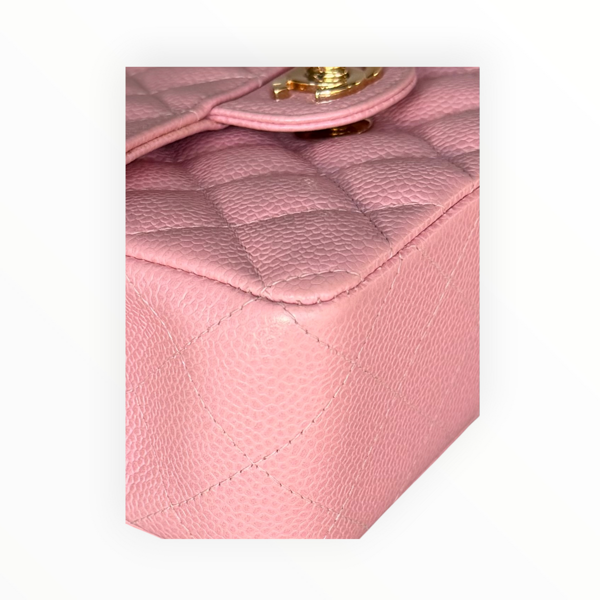 Chanel Vintage 2003 Mini Square 17 in Sakura Pink Caviar Leather 24k GHW