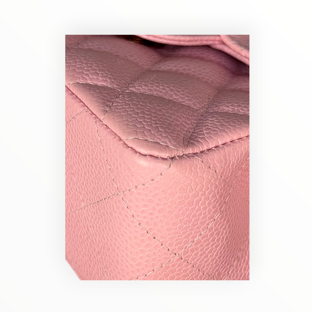 Chanel Vintage 2003 Mini Square 17 in Sakura Pink Caviar Leather 24k GHW