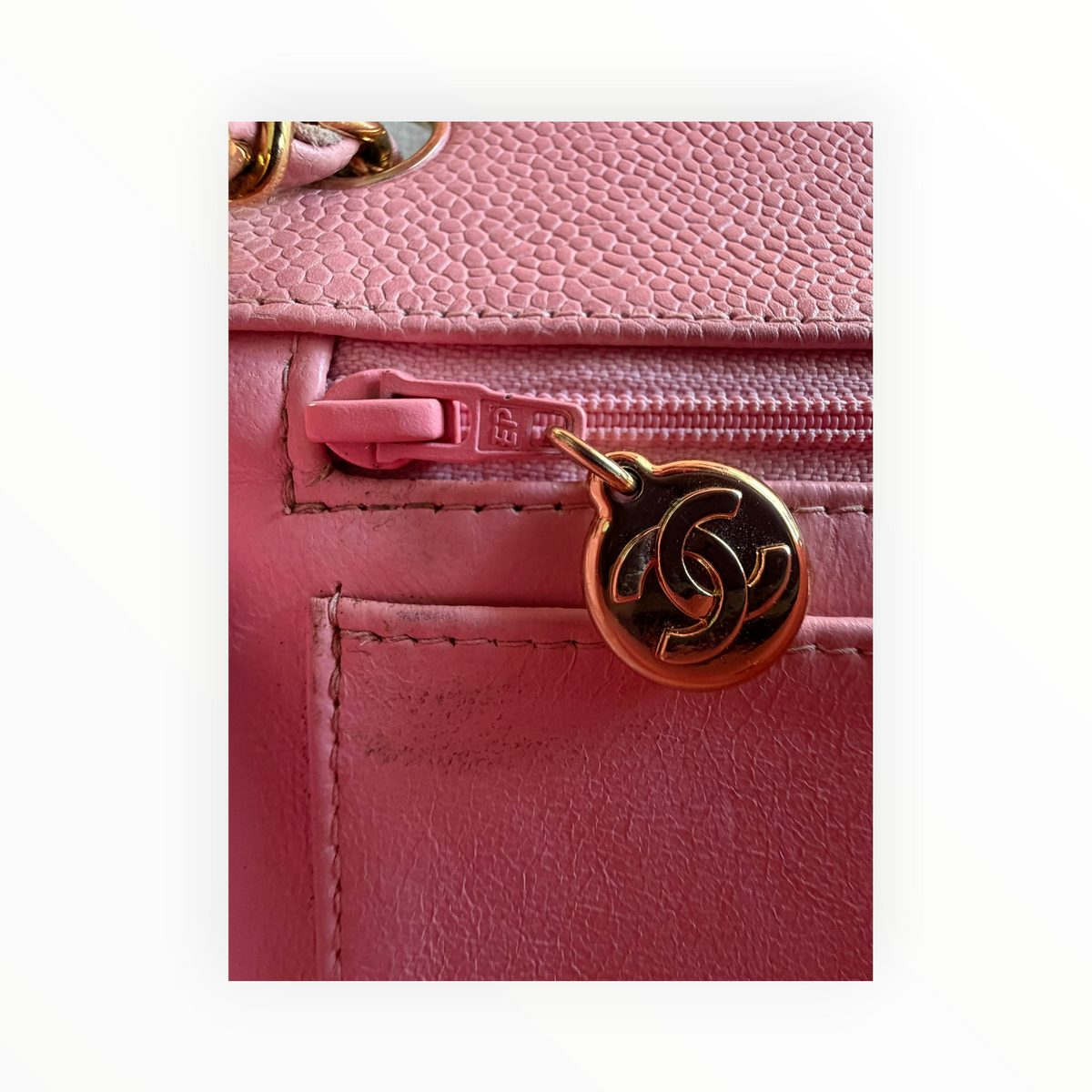 Chanel Vintage 2003 Mini Square 17 in Sakura Pink Caviar Leather 24k GHW