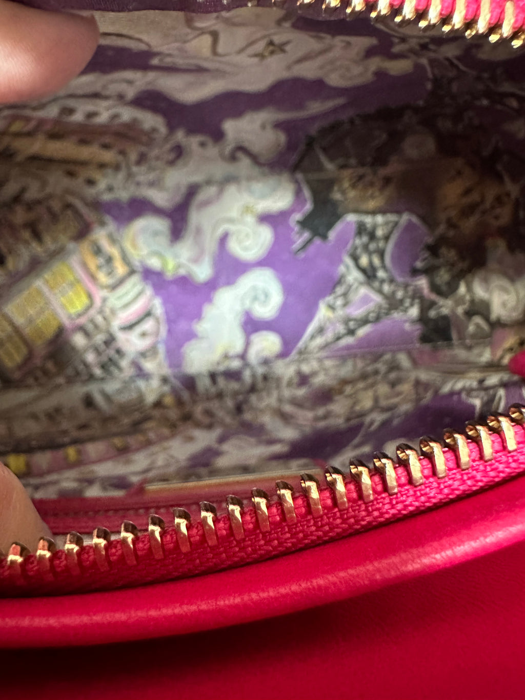 Dior 2002 Limited Edition Lady Dior - Magenta leather, Illustrated Interior