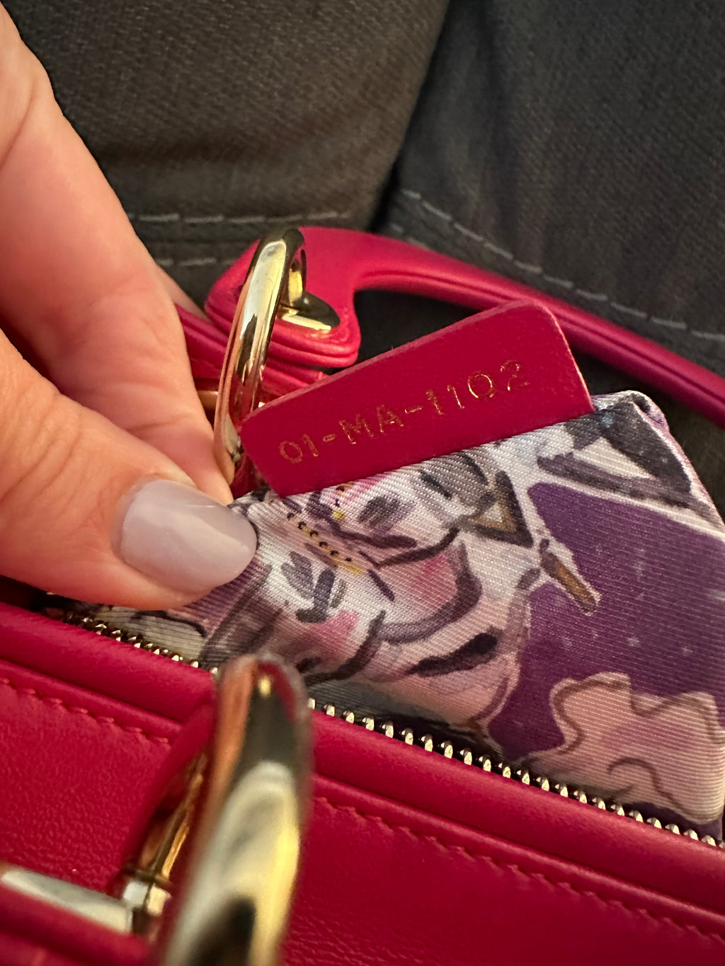 Dior 2002 Limited Edition Lady Dior - Magenta leather, Illustrated Interior