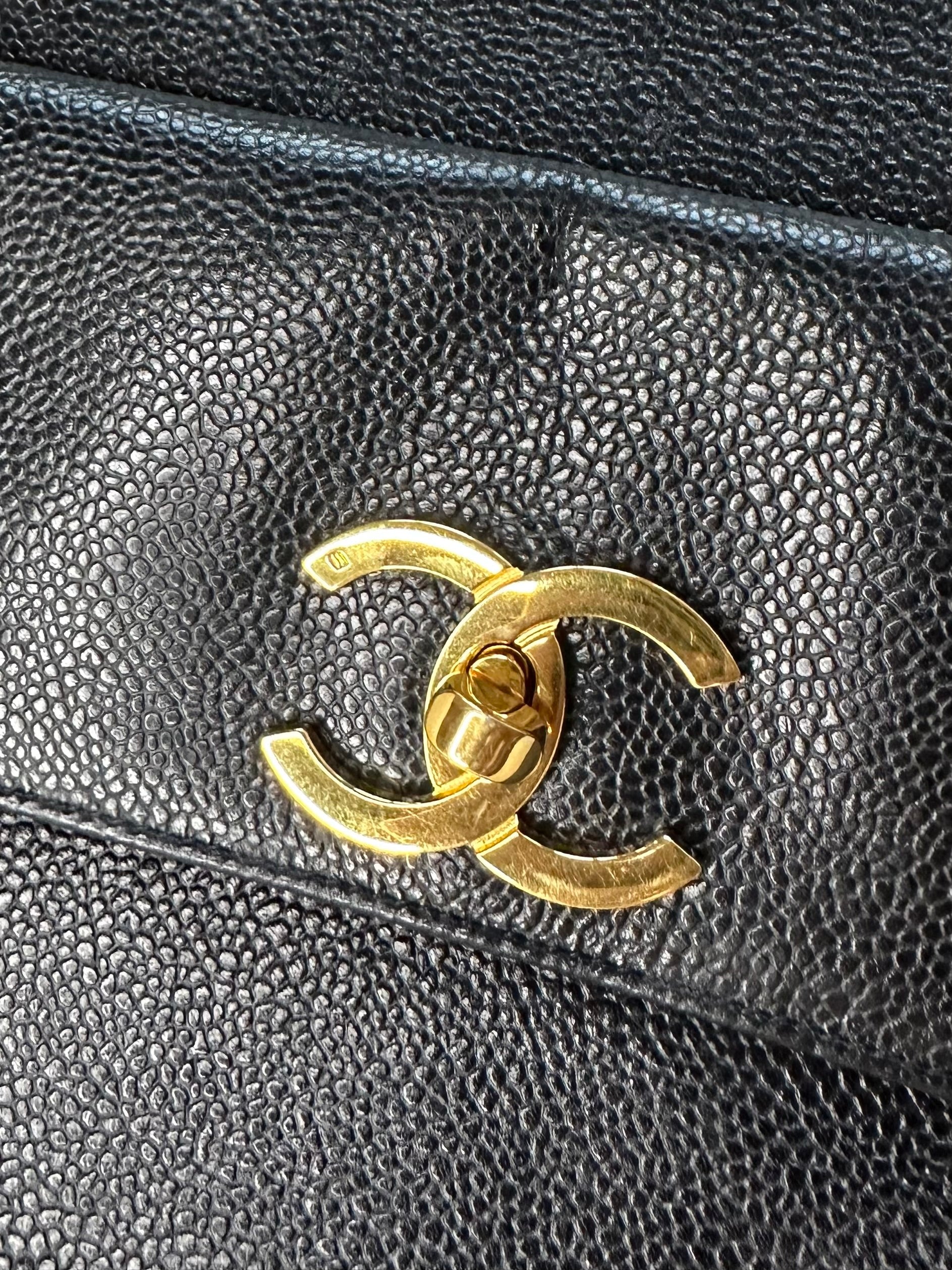 Chanel 1993 Double-Sided Turnlock Shoulder Bag - Black Caviar Leather