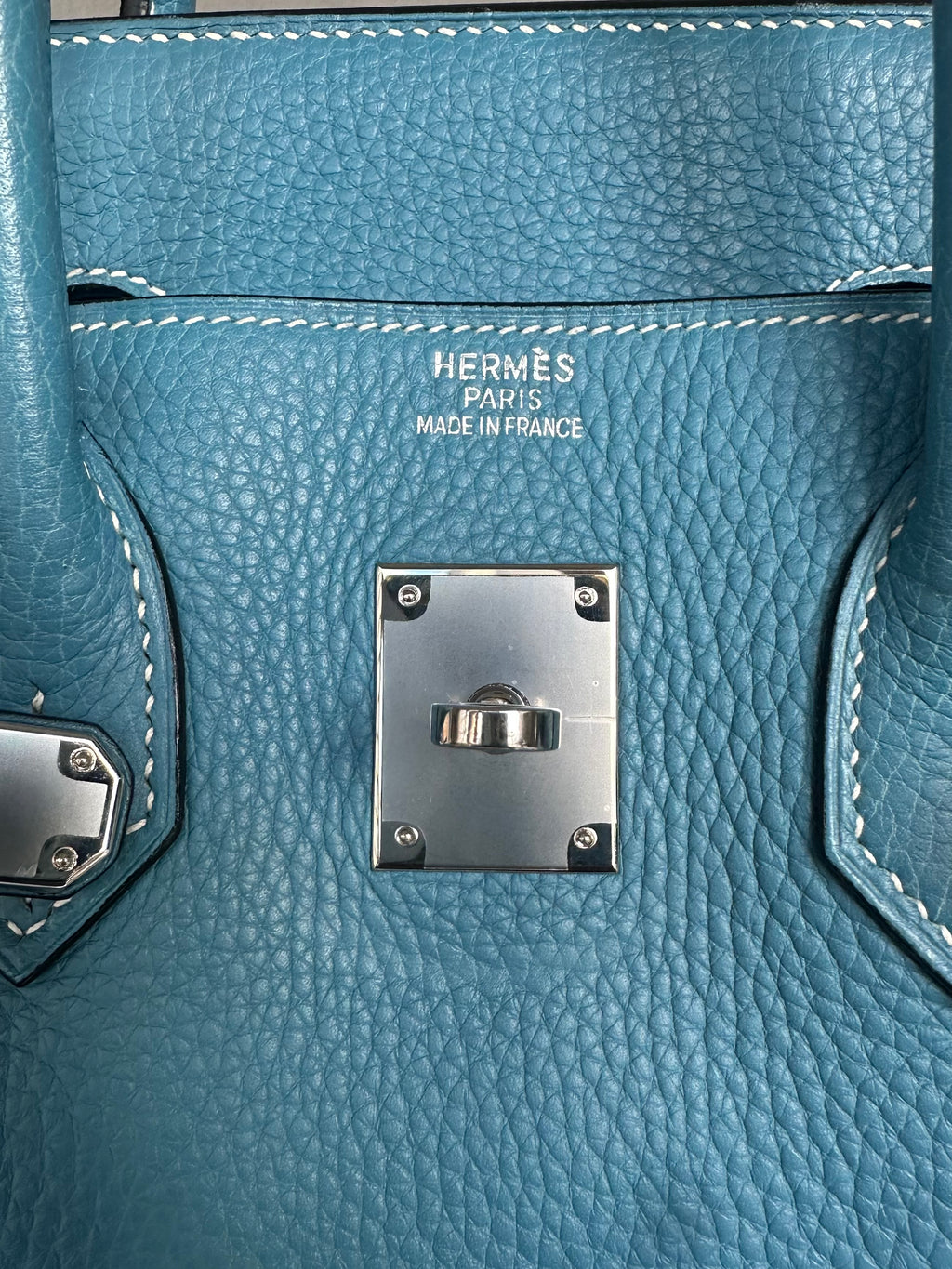 Hermes Birkin 35 Blue Jean Taurillon Clemence Leather, Palladium