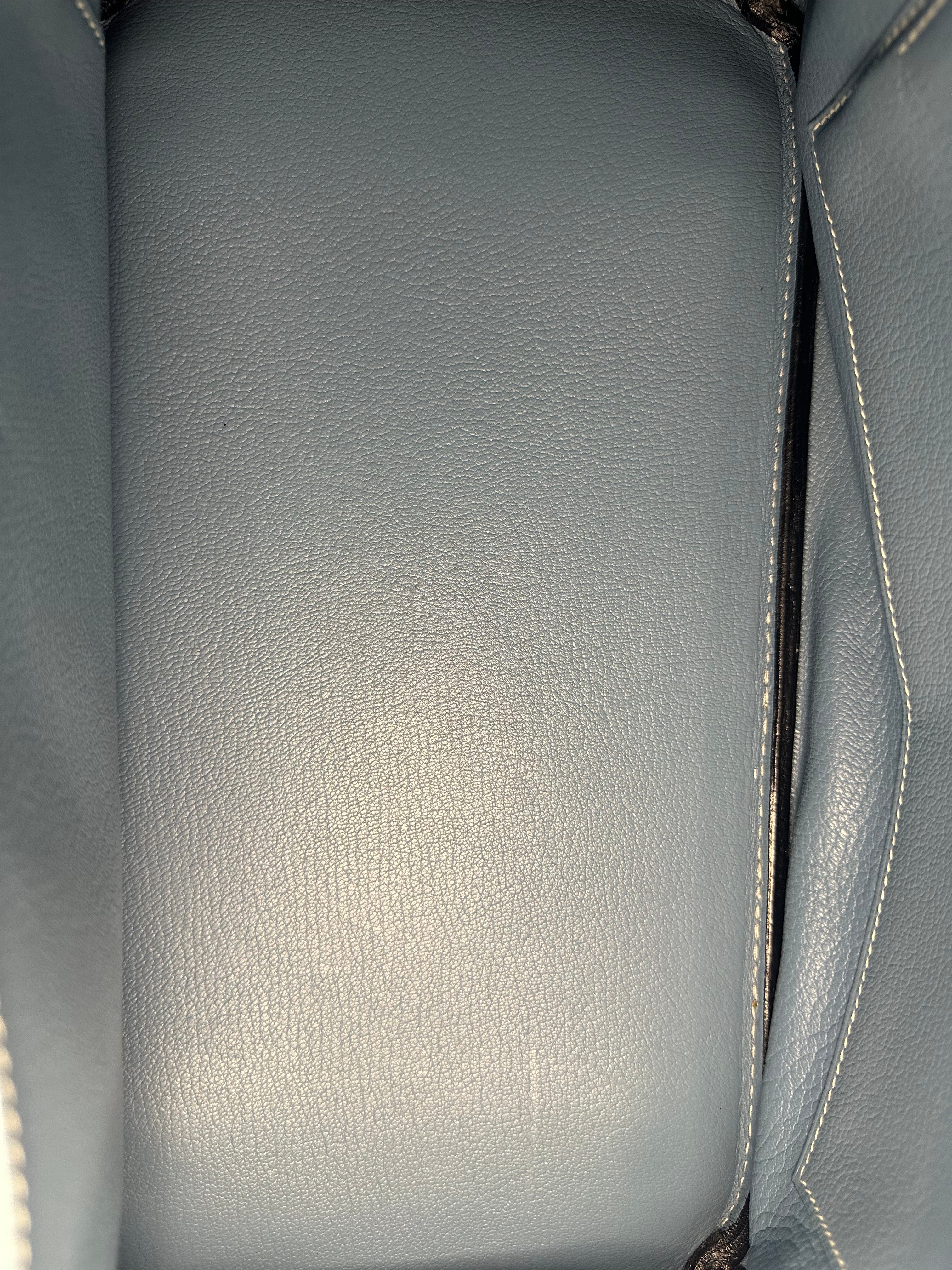 Hermes Birkin 35 Blue Jean Taurillon Clemence Leather, Palladium