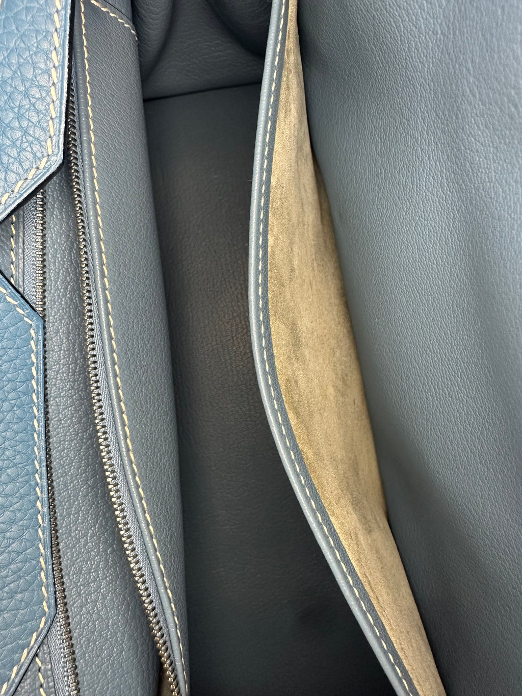 Hermes Birkin 35 Blue Jean Taurillon Clemence Leather, Palladium