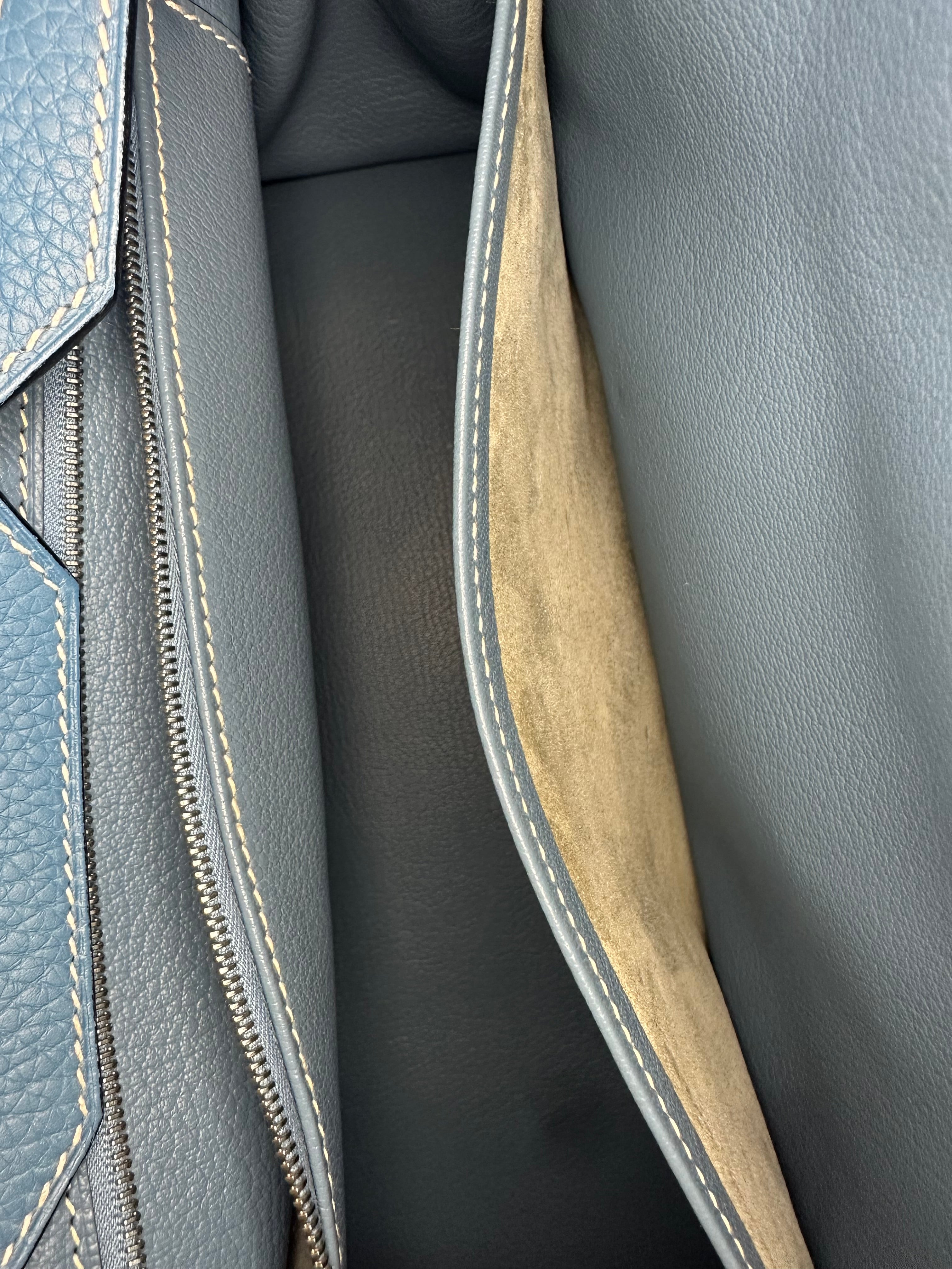 Hermes Birkin 35 Blue Jean Taurillon Clemence Leather, Palladium