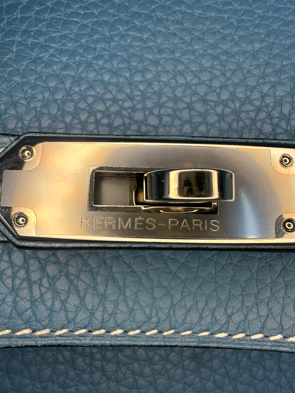 Hermes Birkin 35 Blue Jean Taurillon Clemence Leather, Palladium