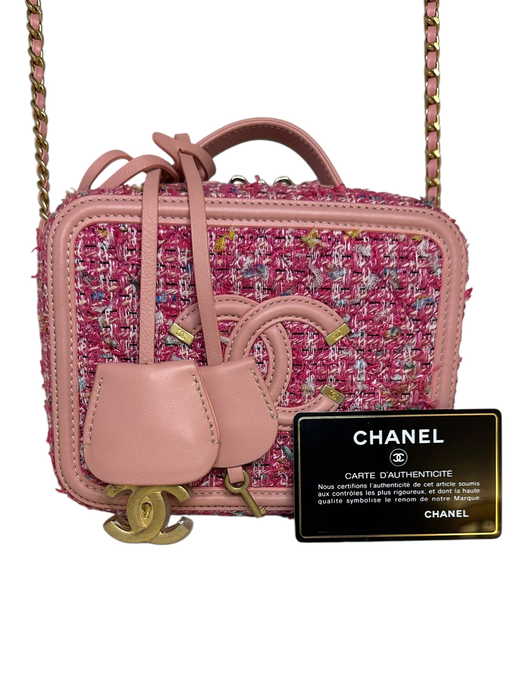 Chanel Figley Small Tweed Vanity Crossbody Bag - Pink, Gold Hardware