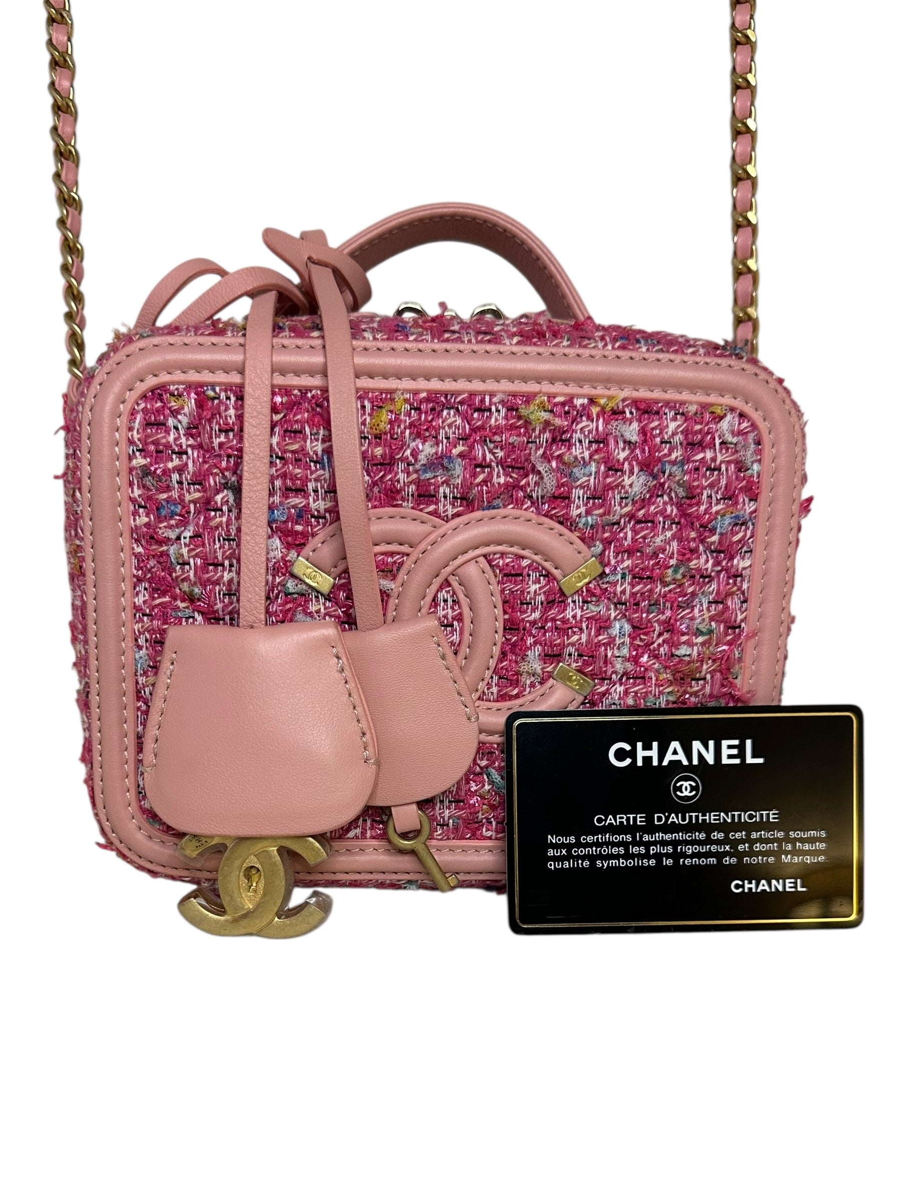 Chanel Figley Small Tweed Vanity Crossbody Bag - Pink, Gold Hardware
